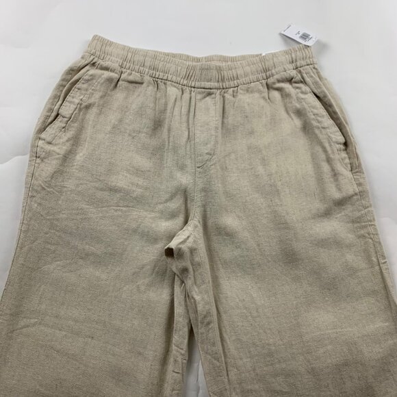 PETITE Old Navy Flax Linen Blend High Rise Wide Leg Cropped Pant PM New - Picture 2 of 7